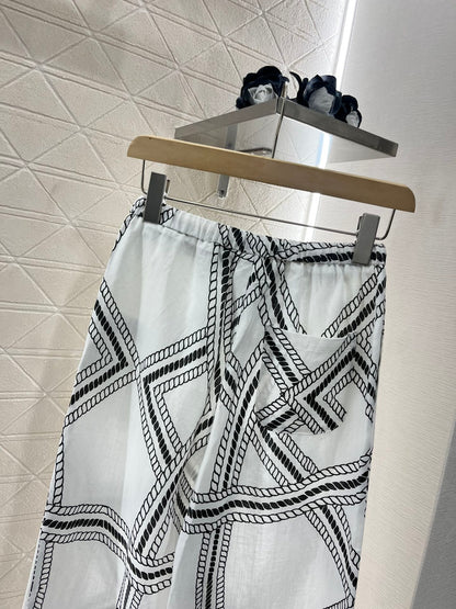H*♥2025 new products are on sale Linen printed straight pants
