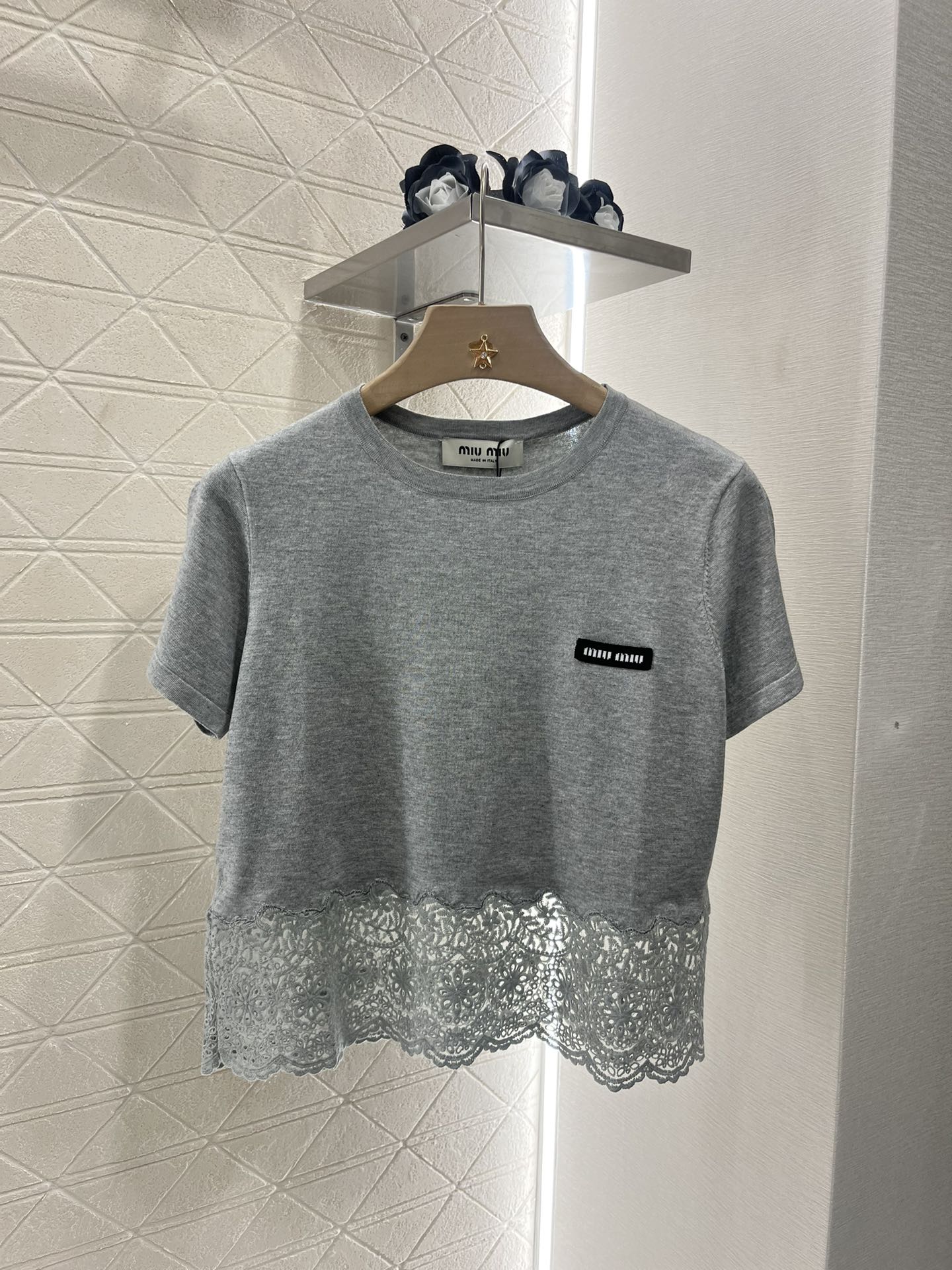Mi*mi*♥2025 new products are on sale Silk wool lace patchwork knitted top