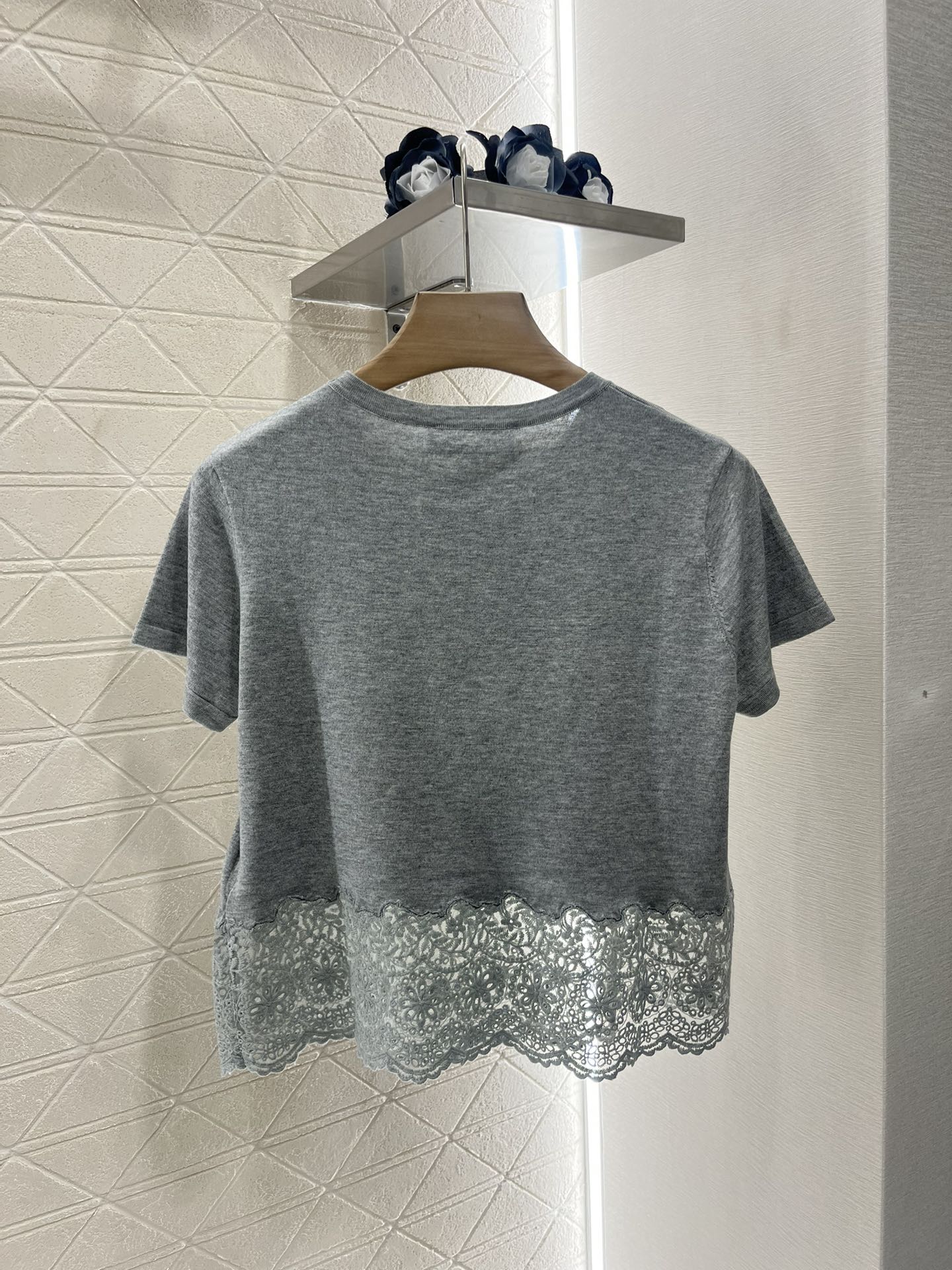 Mi*mi*♥2025 new products are on sale Silk wool lace patchwork knitted top