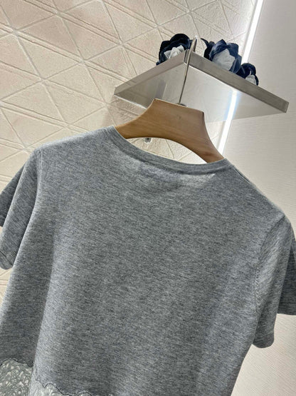 Mi*mi*♥2025 new products are on sale Silk wool lace patchwork knitted top