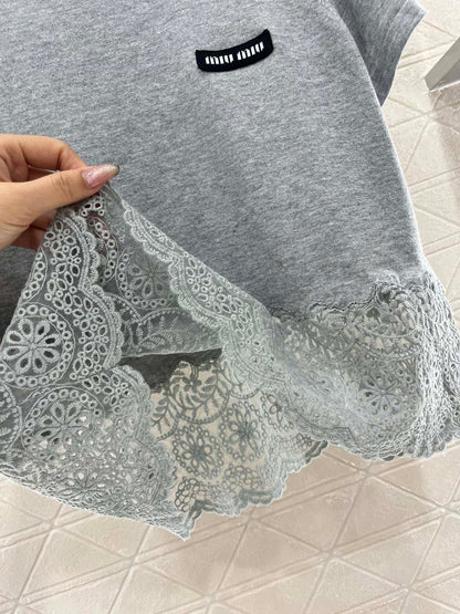 Mi*mi*♥2025 new products are on sale Silk wool lace patchwork knitted top