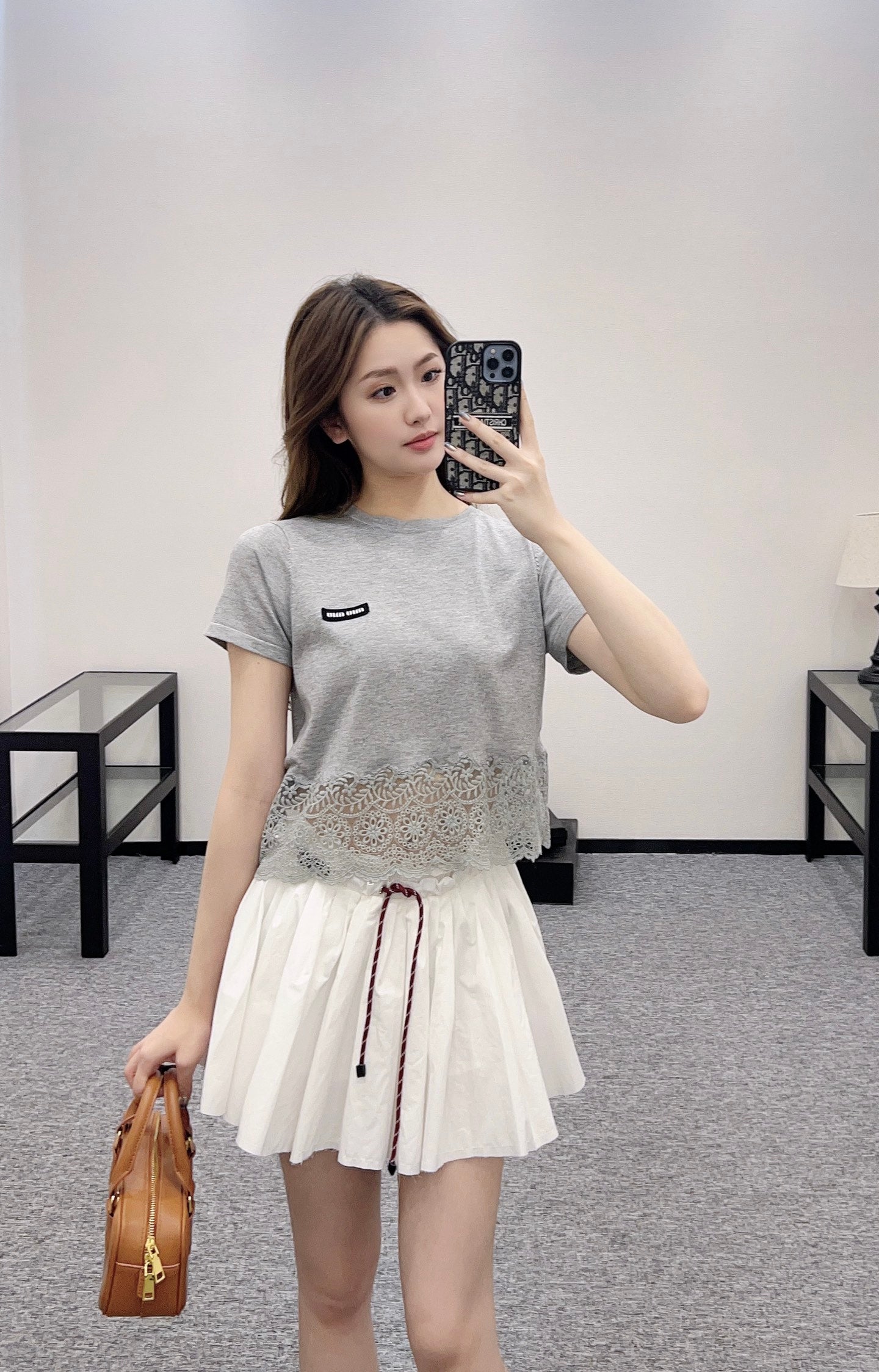 Mi*mi*♥2025 new products are on sale Silk wool lace patchwork knitted top