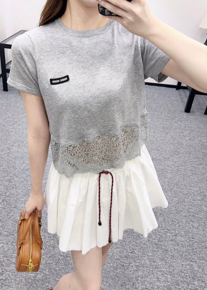 Mi*mi*♥2025 new products are on sale Silk wool lace patchwork knitted top