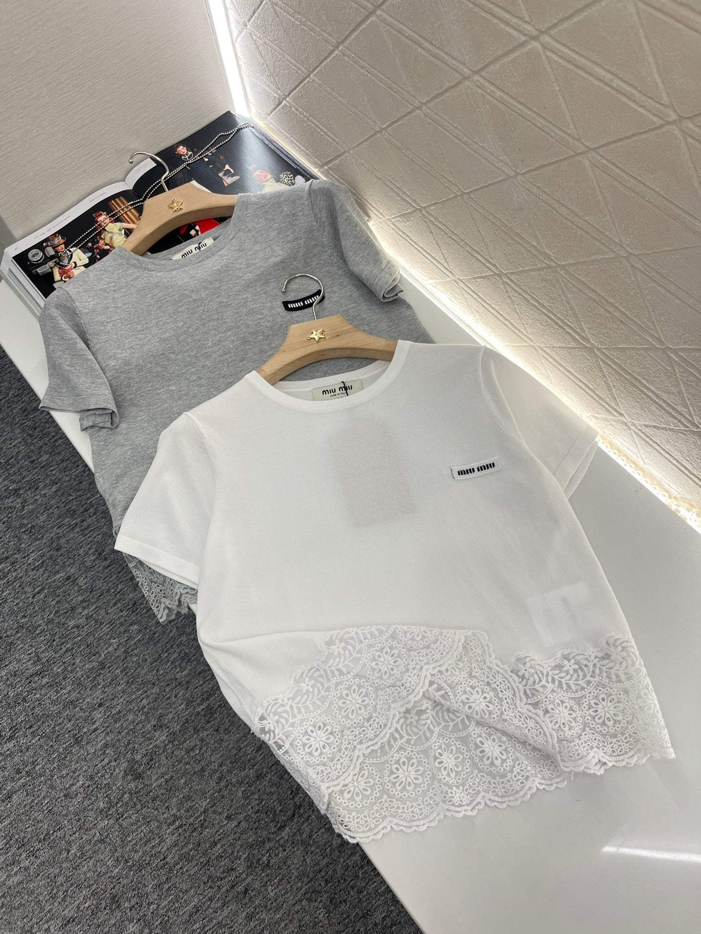 Mi*mi*♥2025 new products are on sale Silk wool lace patchwork knitted top