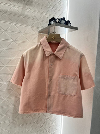 L*♥2025 new products are on sale Denim gradient shirt and shorts set