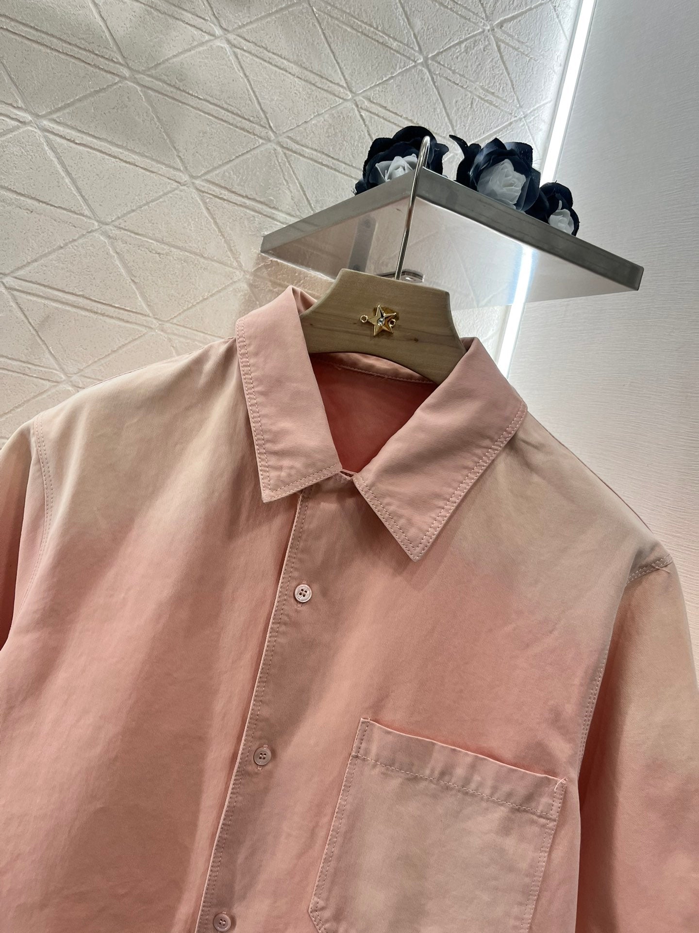 L*♥2025 new products are on sale Denim gradient shirt and shorts set