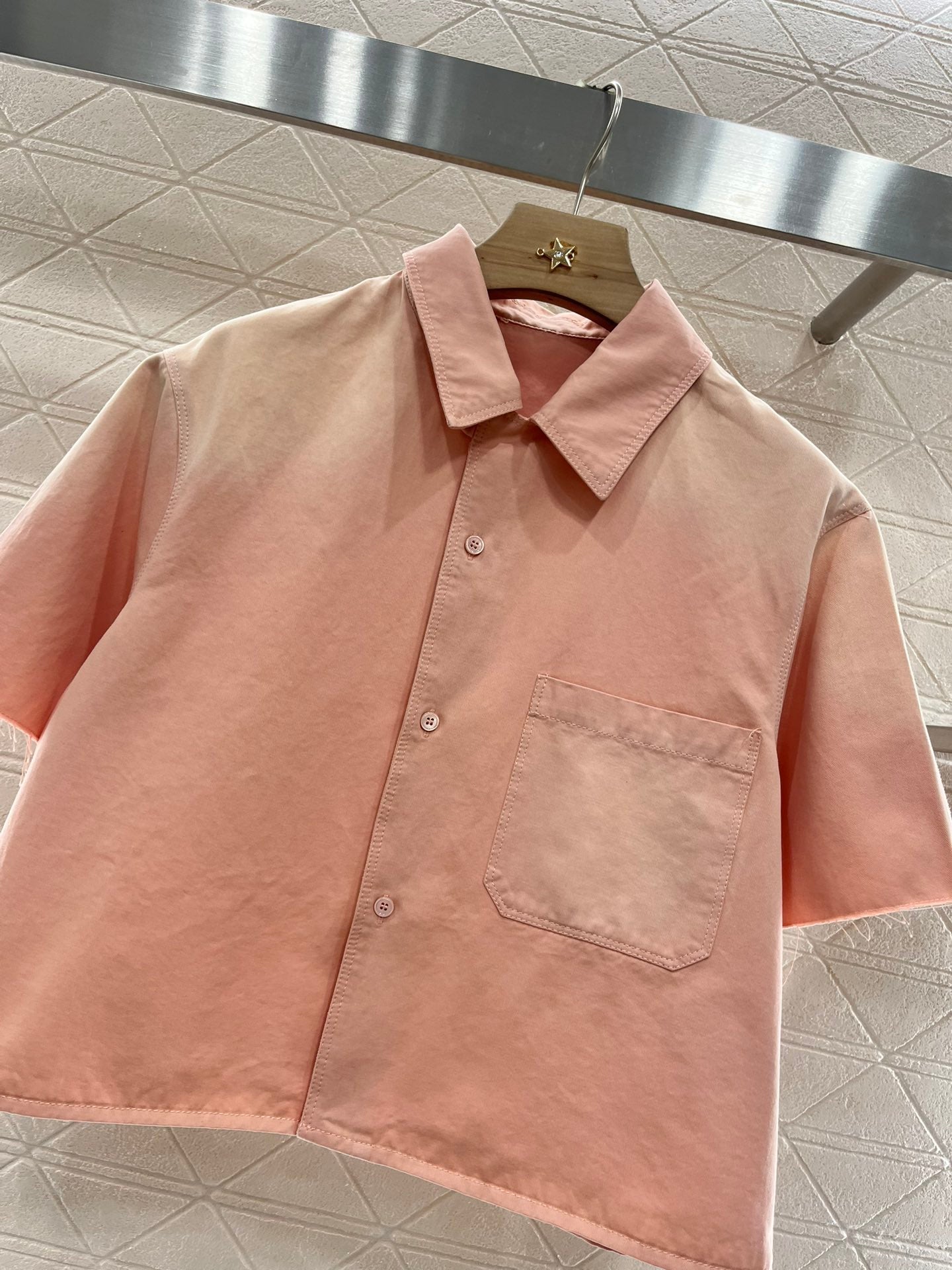 L*♥2025 new products are on sale Denim gradient shirt and shorts set