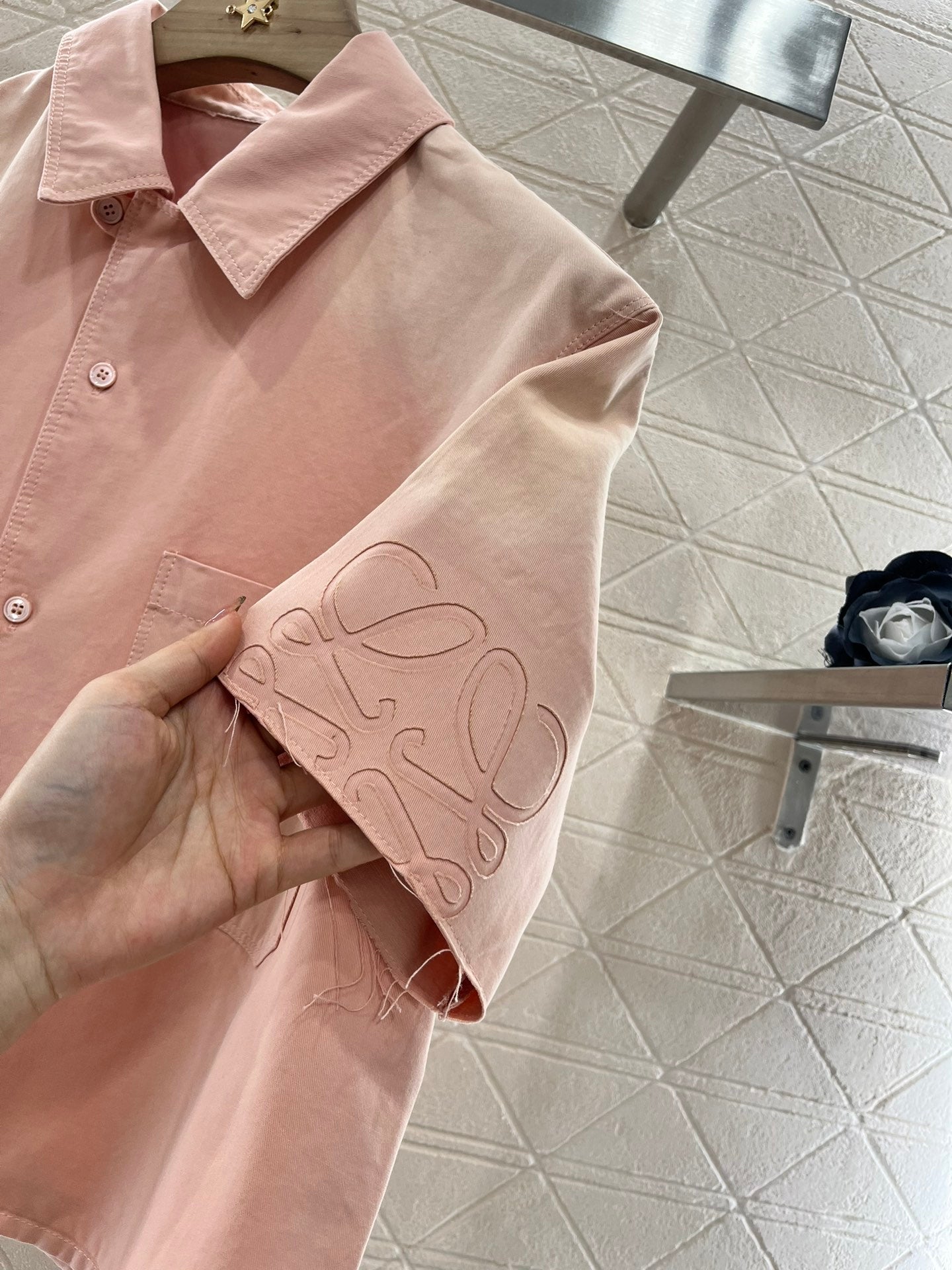L*♥2025 new products are on sale Denim gradient shirt and shorts set