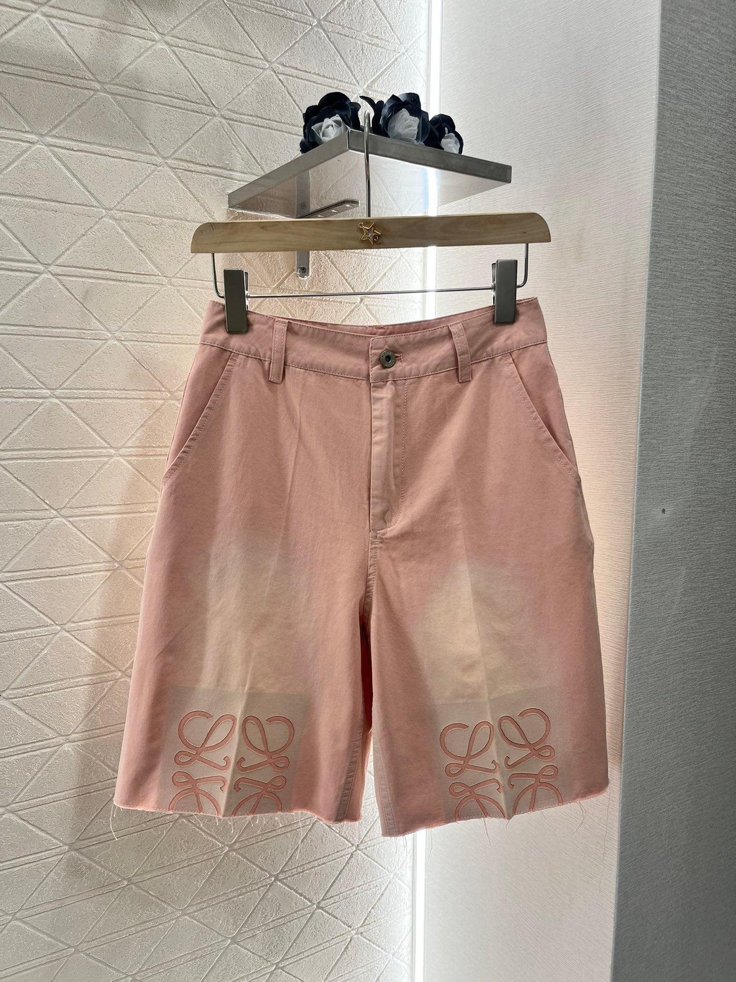 L*♥2025 new products are on sale Denim gradient shirt and shorts set