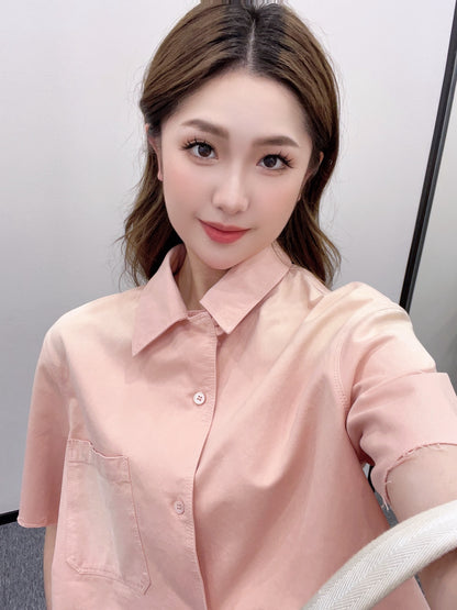 L*♥2025 new products are on sale Denim gradient shirt and shorts set