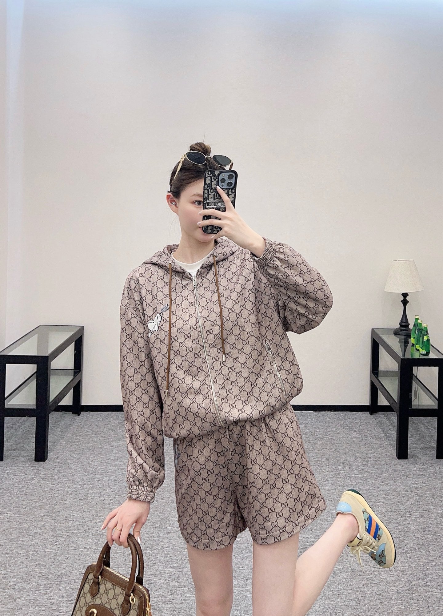 G*♥2025 new products are on sale Hooded printed jacket and shorts set