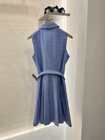 Mi*mi*♥2025 new products are on sale Sleeveless plaid belt dress