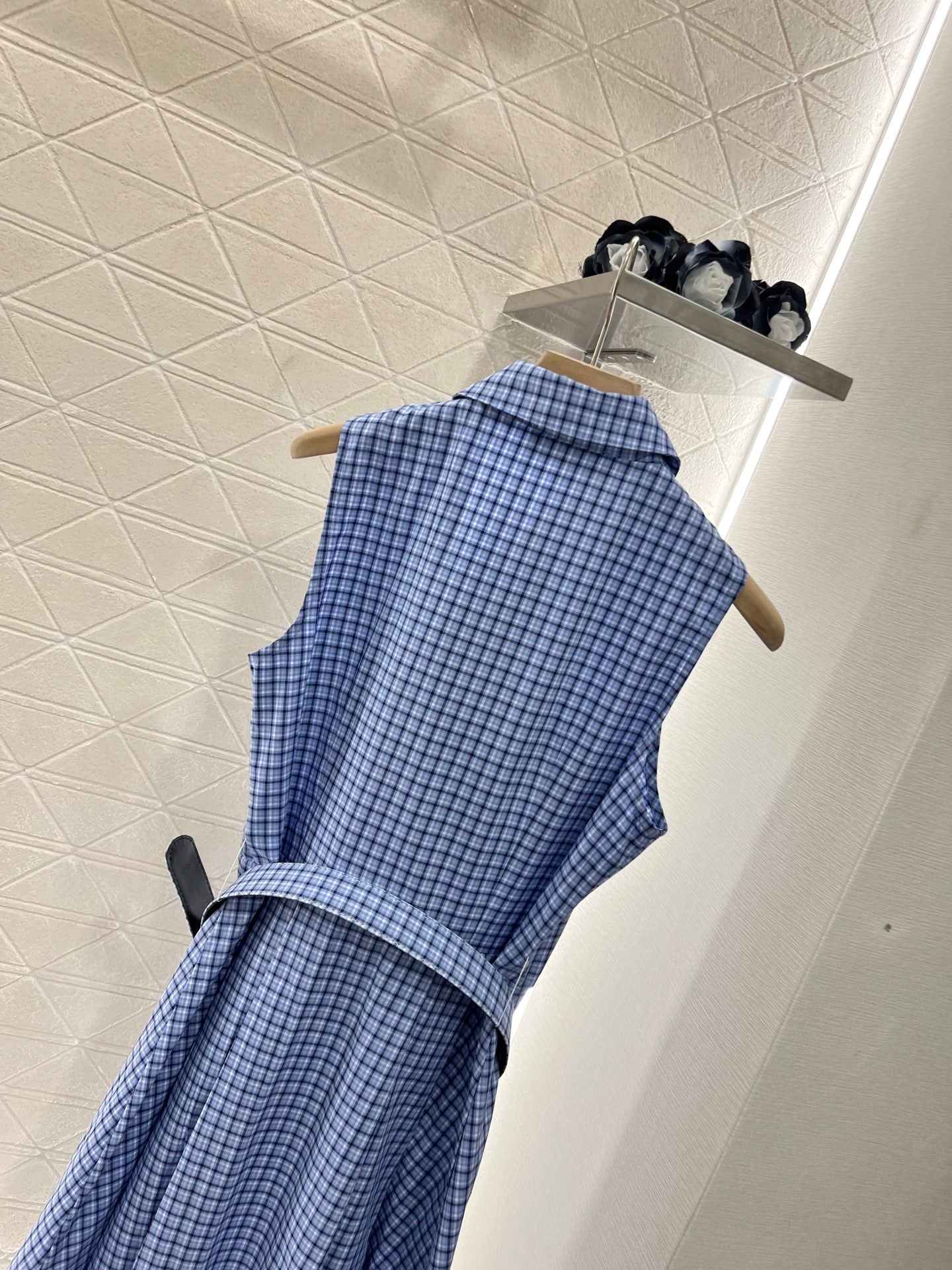 Mi*mi*♥2025 new products are on sale Sleeveless plaid belt dress