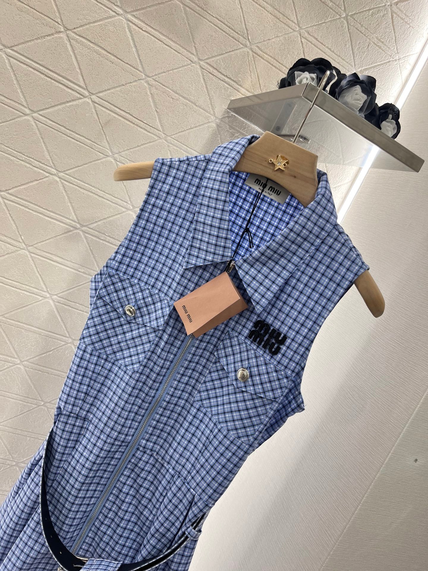 Mi*mi*♥2025 new products are on sale Sleeveless plaid belt dress