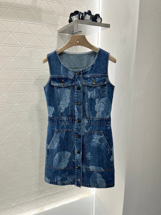 F*♥2025 new products are on sale Waist-hugging laser denim vest skirt