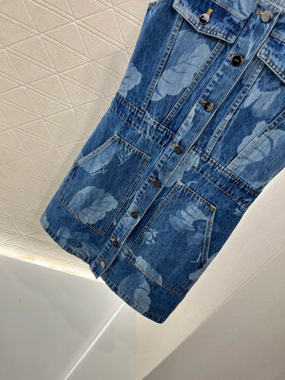 F*♥2025 new products are on sale Waist-hugging laser denim vest skirt