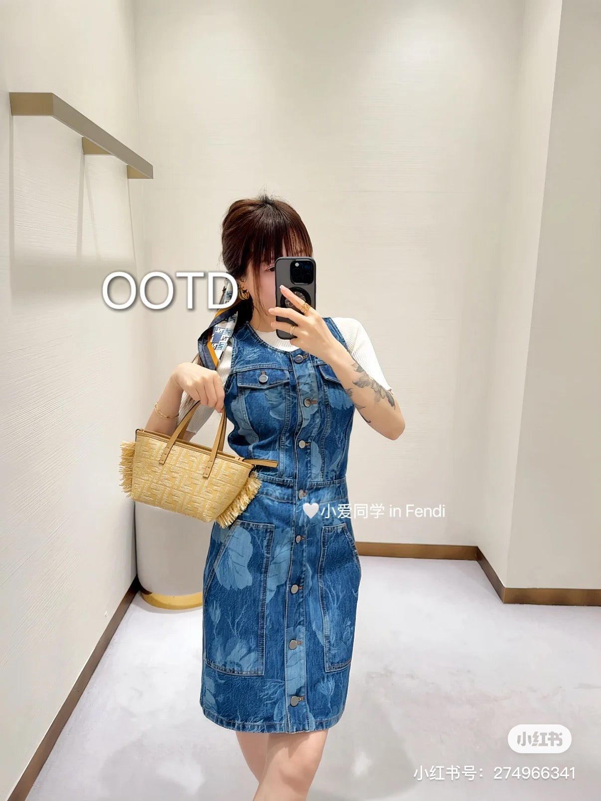 F*♥2025 new products are on sale Waist-hugging laser denim vest skirt