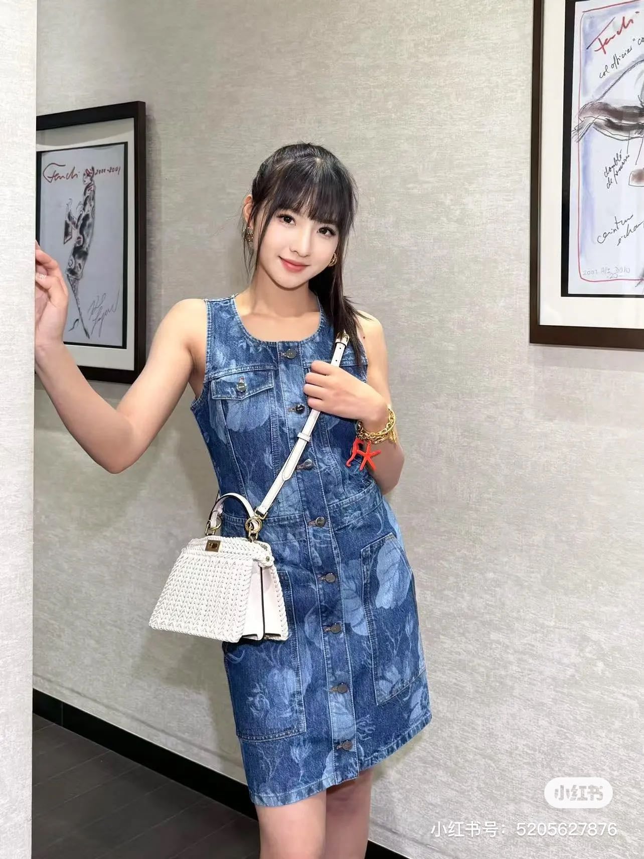F*♥2025 new products are on sale Waist-hugging laser denim vest skirt