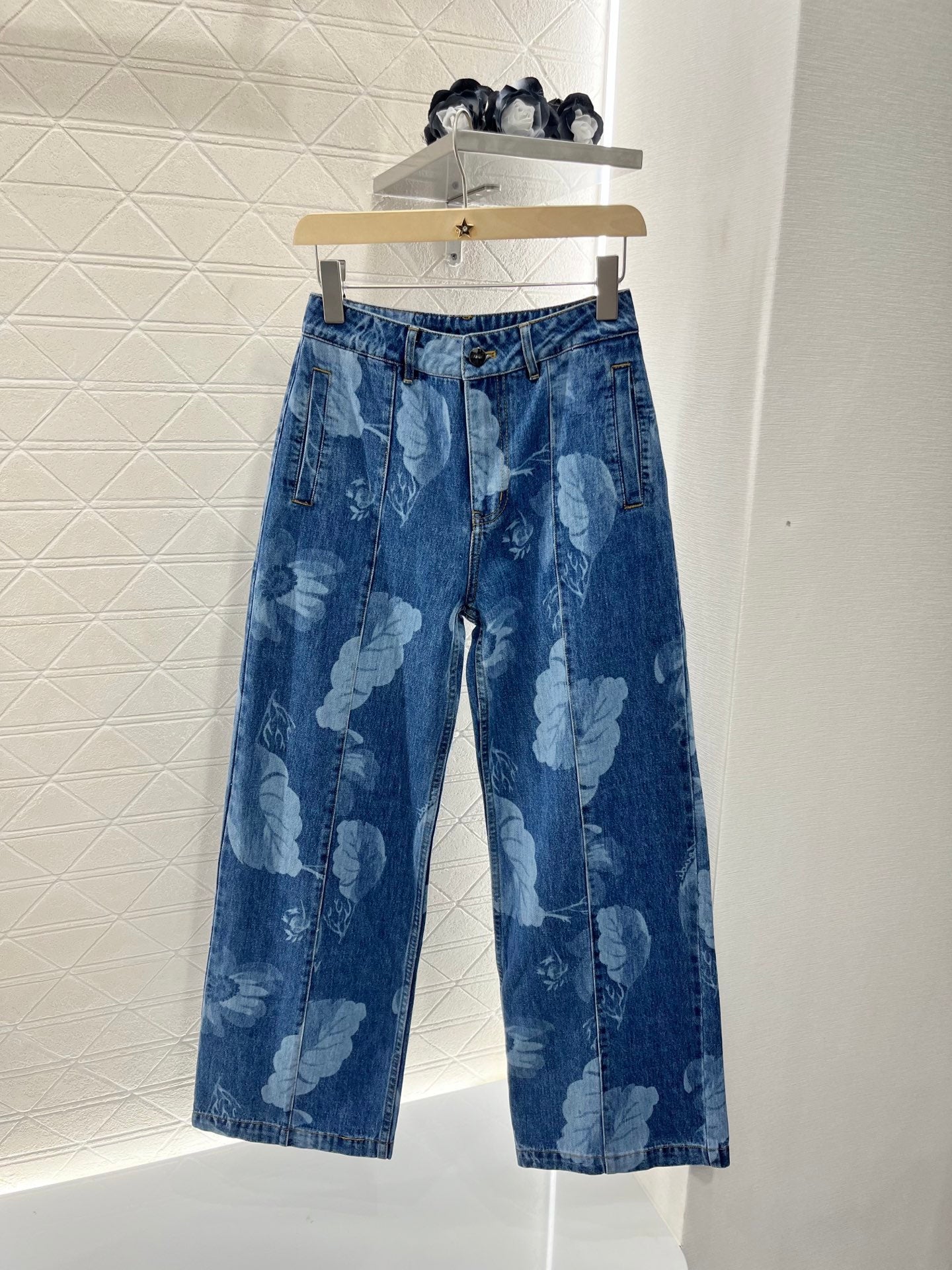 F*♥2025 new products are on sale Denim laser straight pants