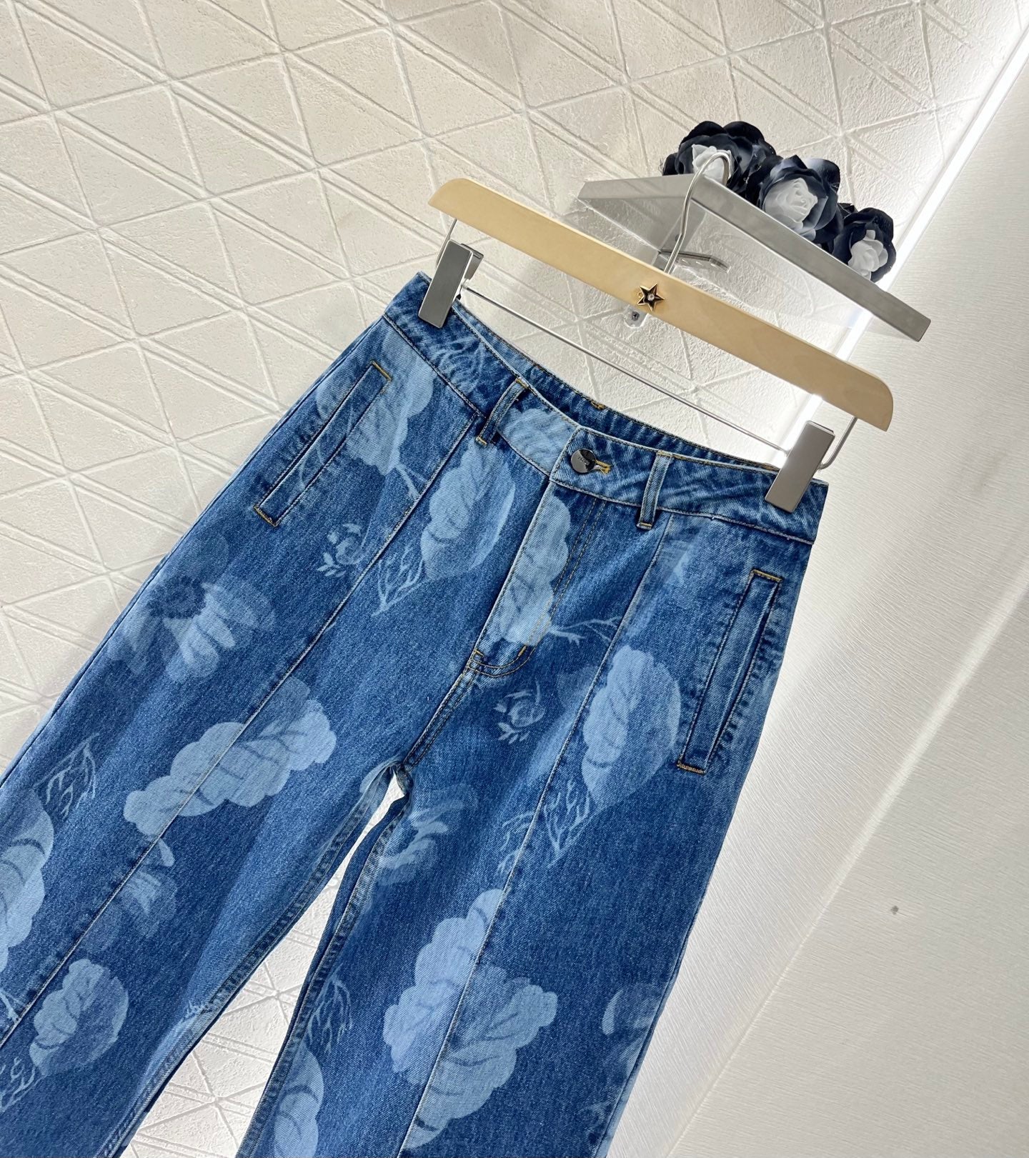 F*♥2025 new products are on sale Denim laser straight pants
