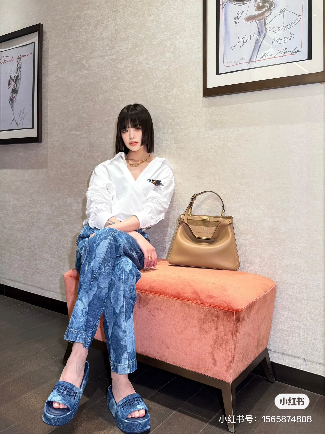 F*♥2025 new products are on sale Denim laser straight pants