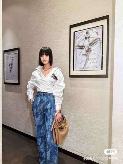 F*♥2025 new products are on sale Denim laser straight pants