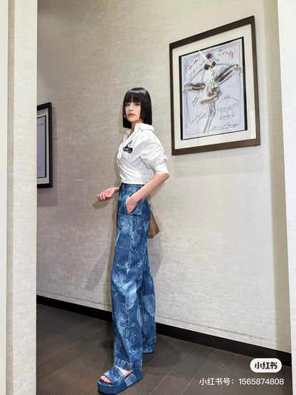 F*♥2025 new products are on sale Denim laser straight pants