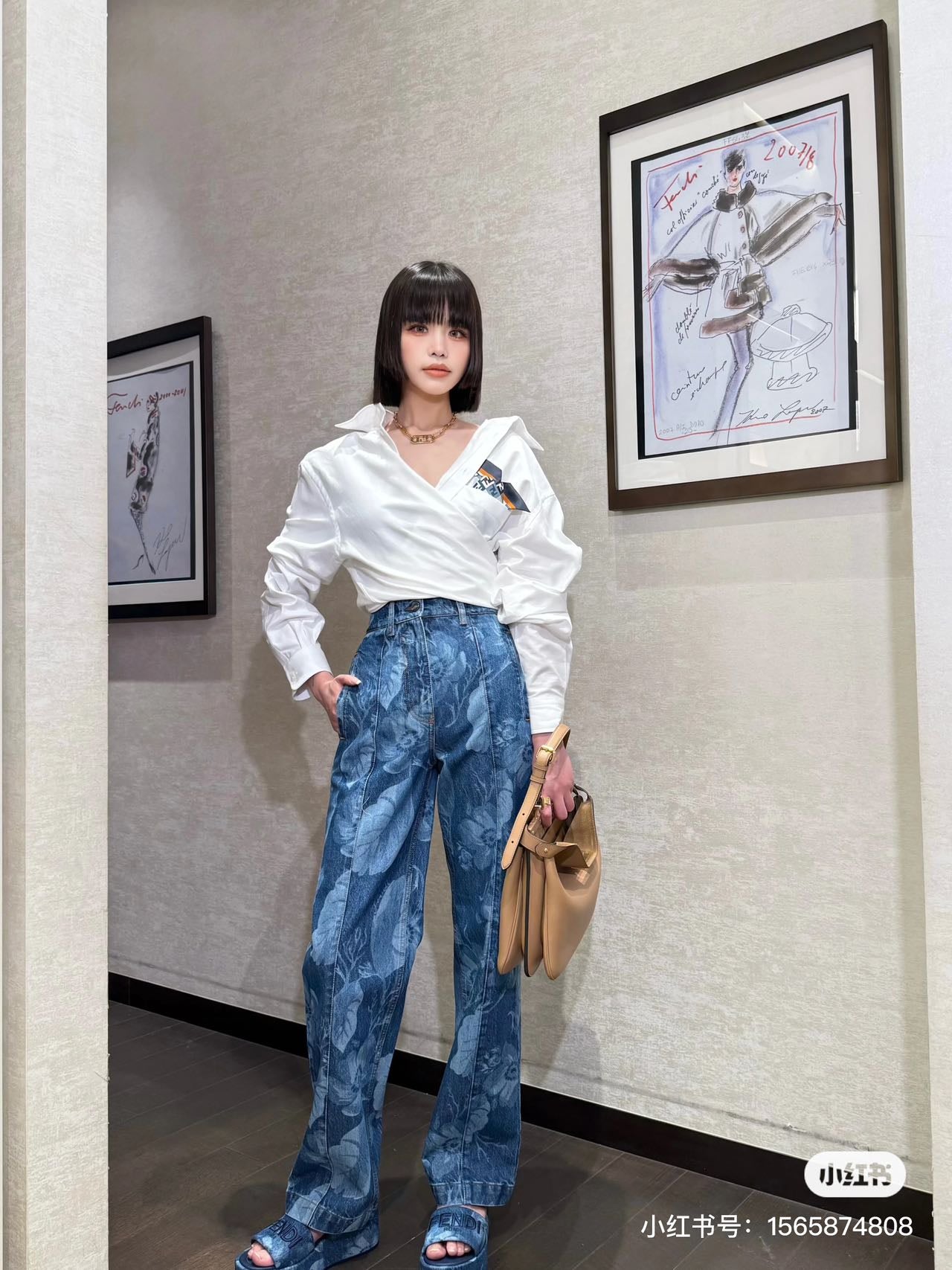 F*♥2025 new products are on sale Denim laser straight pants