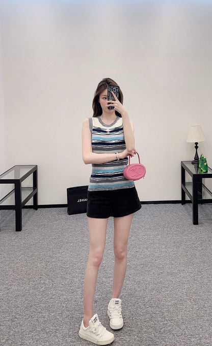 C*♥2025 new products Striped knitted vest