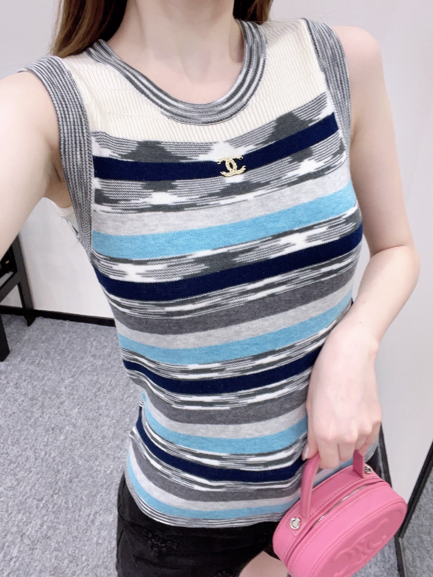 C*♥2025 new products Striped knitted vest