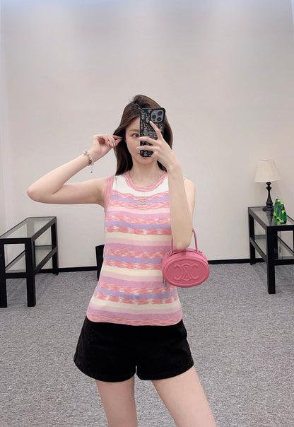 C*♥2025 new products Striped knitted vest