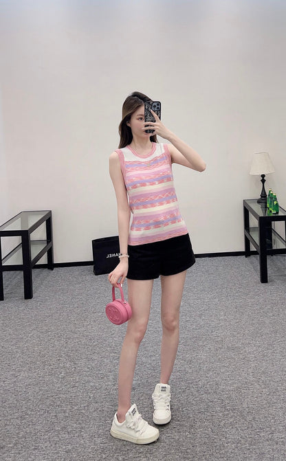 C*♥2025 new products Striped knitted vest