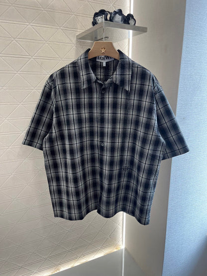 L*♥2025 new products on sale Plaid short-sleeved shirt and shorts set