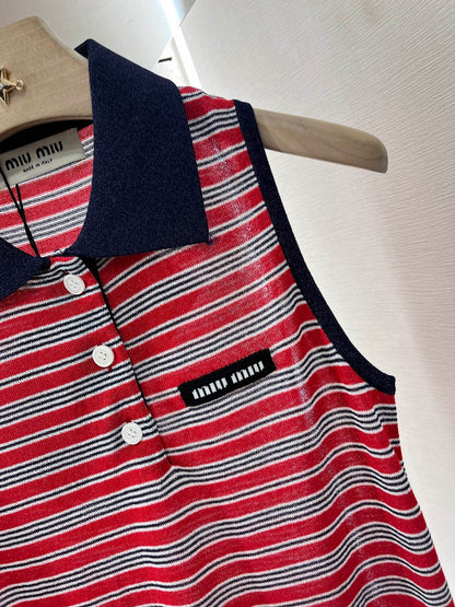 Mi*mi*♥2025 new products are on sale Lapel striped knitted vest
