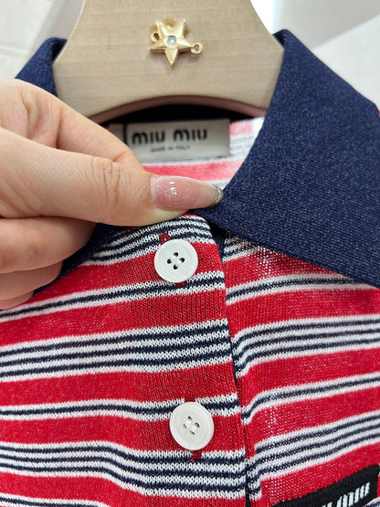 Mi*mi*♥2025 new products are on sale Lapel striped knitted vest