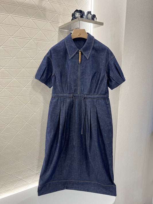 B*♥2025 new products Drawstring denim dress
