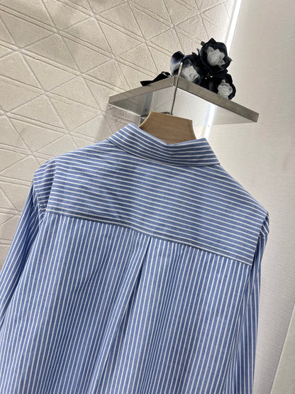 C*♥2025 new products Lapel embroidered striped shirt