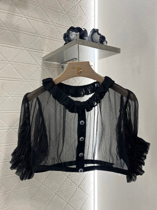 C*♥2025 new products Short waist lace see-through top