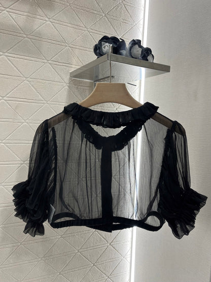 C*♥2025 new products Short waist lace see-through top