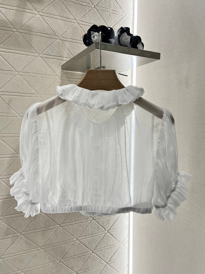 C*♥2025 new products Short waist lace see-through top