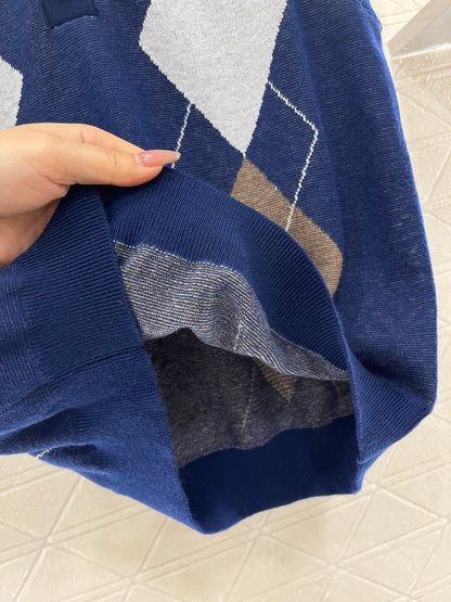 Mi*mi*♥2025 new products are on sale Diamond-patterned 𝑝𝑜𝑙𝑜 knitted vest
