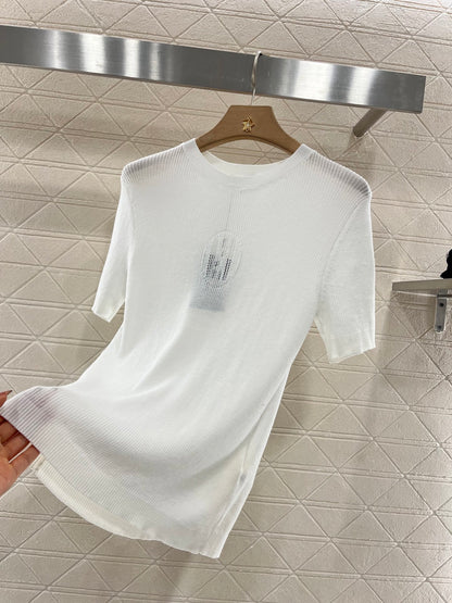 F*♥2025 new products are on sale Hollow letter knitted short sleeves