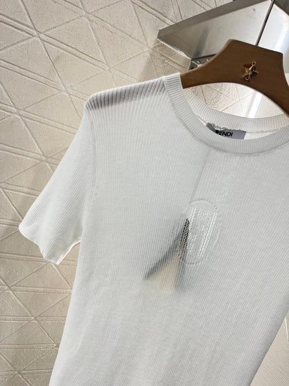 F*♥2025 new products are on sale Hollow letter knitted short sleeves