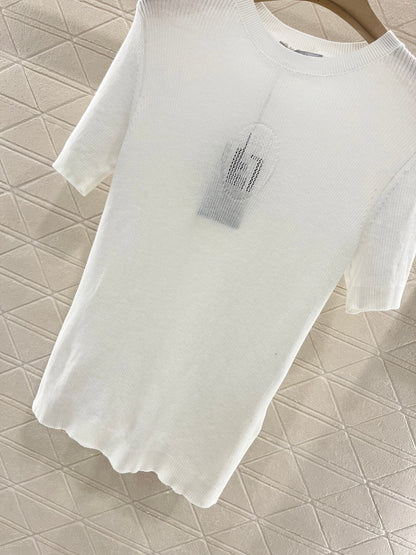 F*♥2025 new products are on sale Hollow letter knitted short sleeves