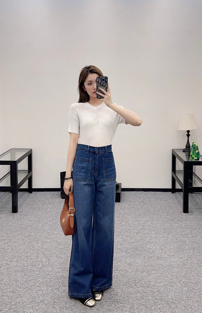 F*♥2025 new products are on sale Hollow letter knitted short sleeves