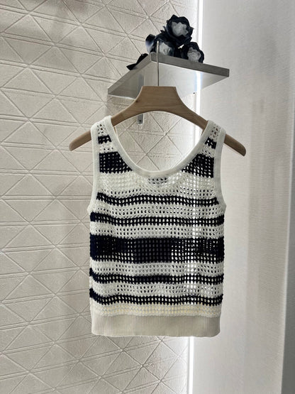 C*♥2025 new products Striped hollow knitted vest