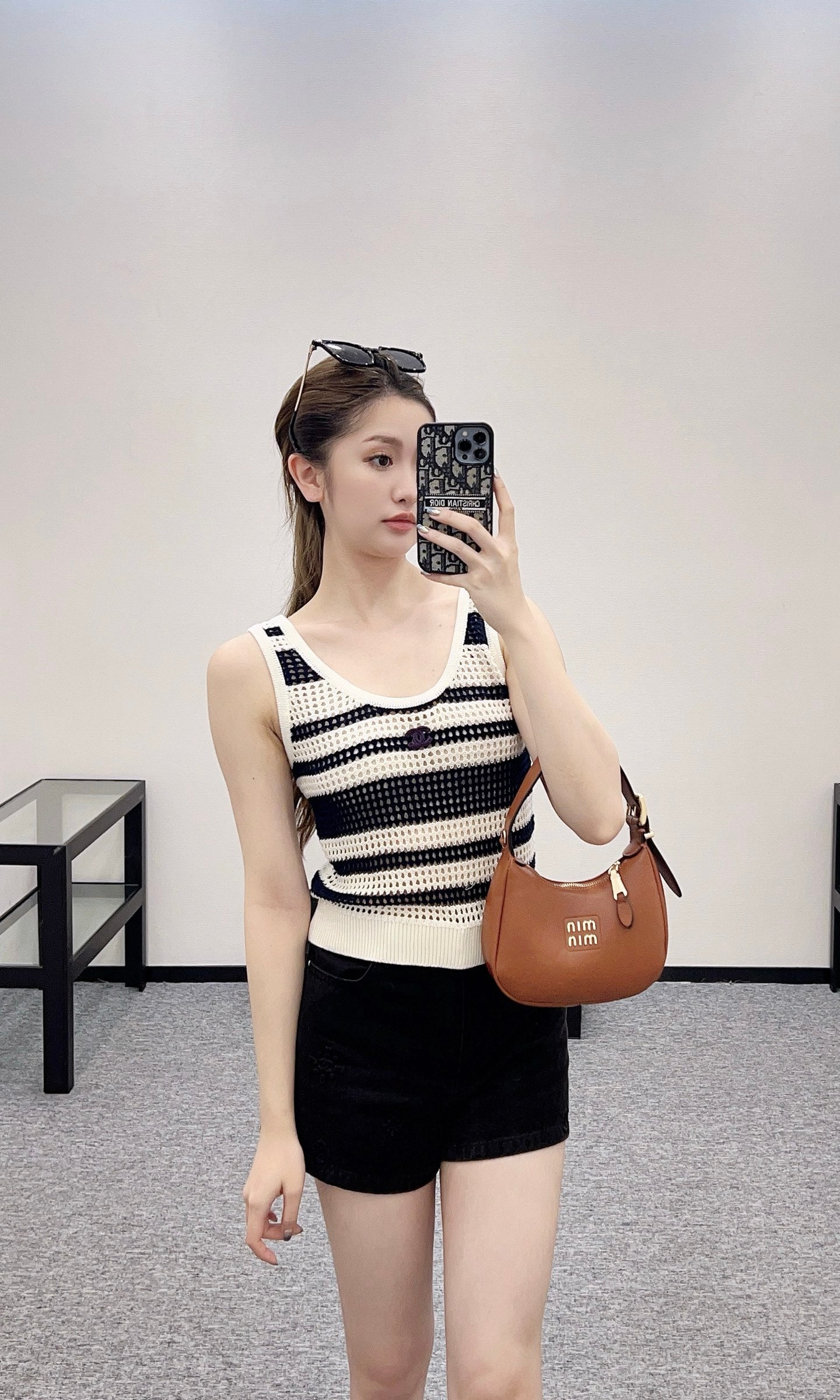 C*♥2025 new products Striped hollow knitted vest