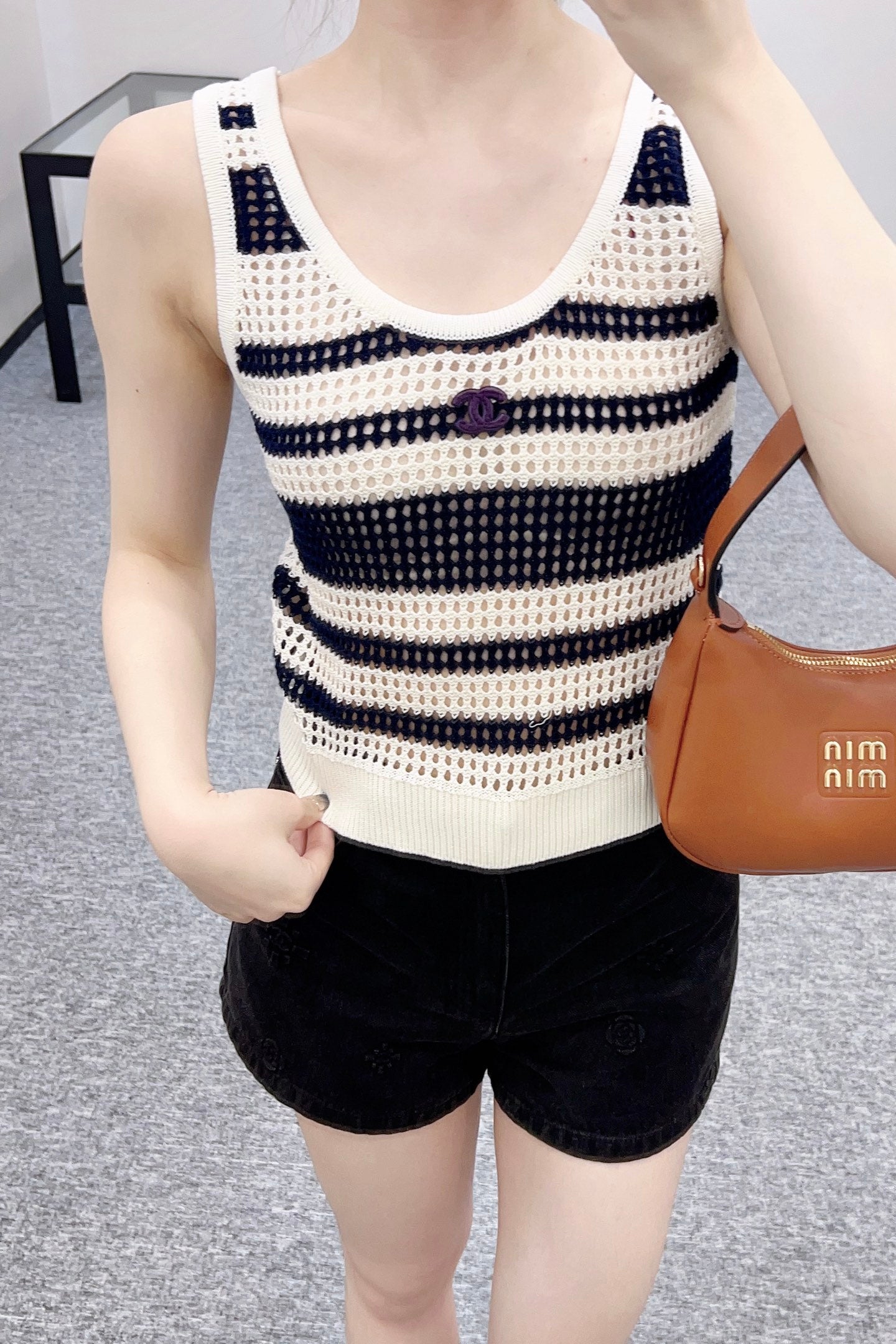 C*♥2025 new products Striped hollow knitted vest