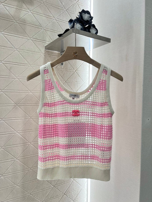 C*♥2025 new products Striped hollow knitted vest