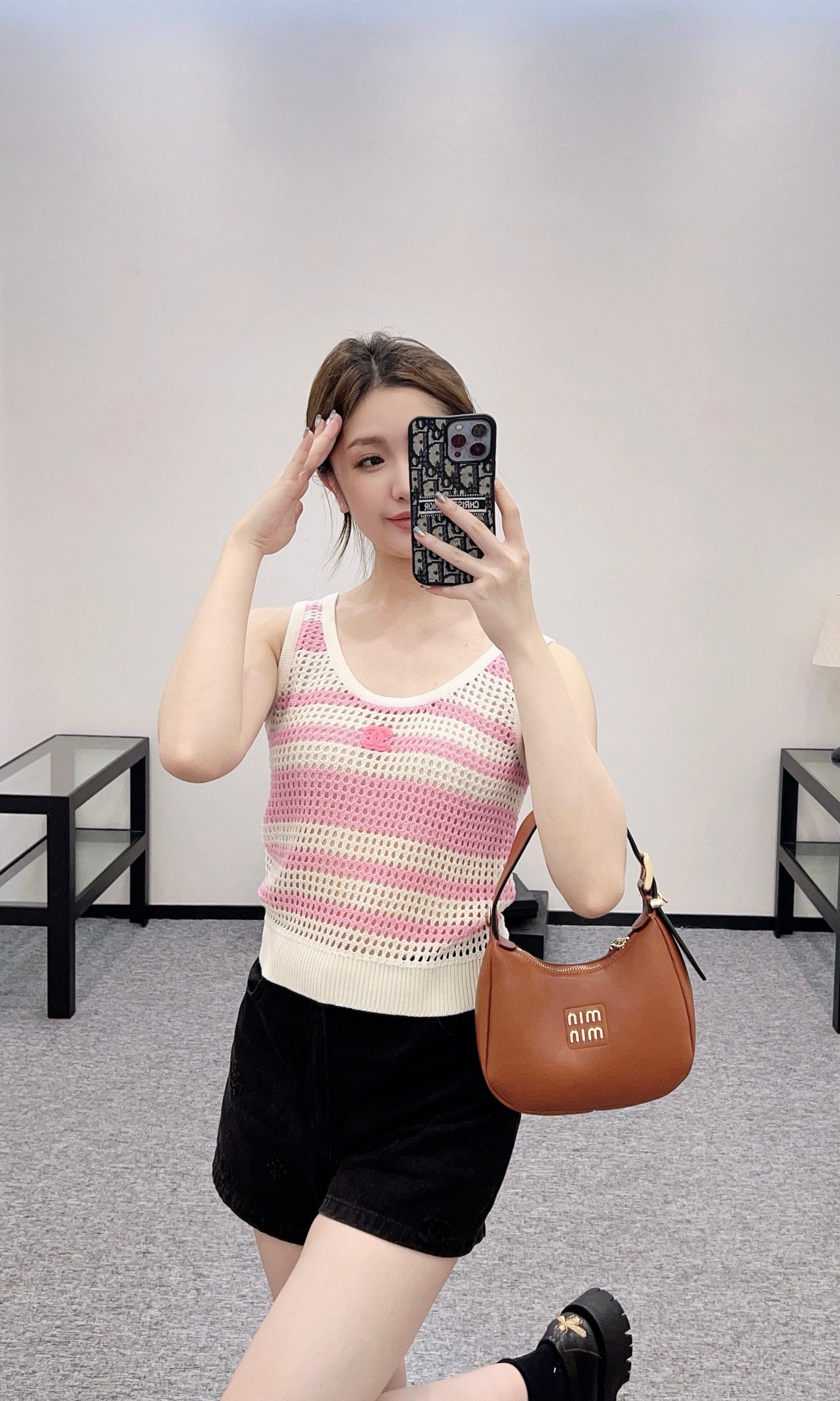 C*♥2025 new products Striped hollow knitted vest